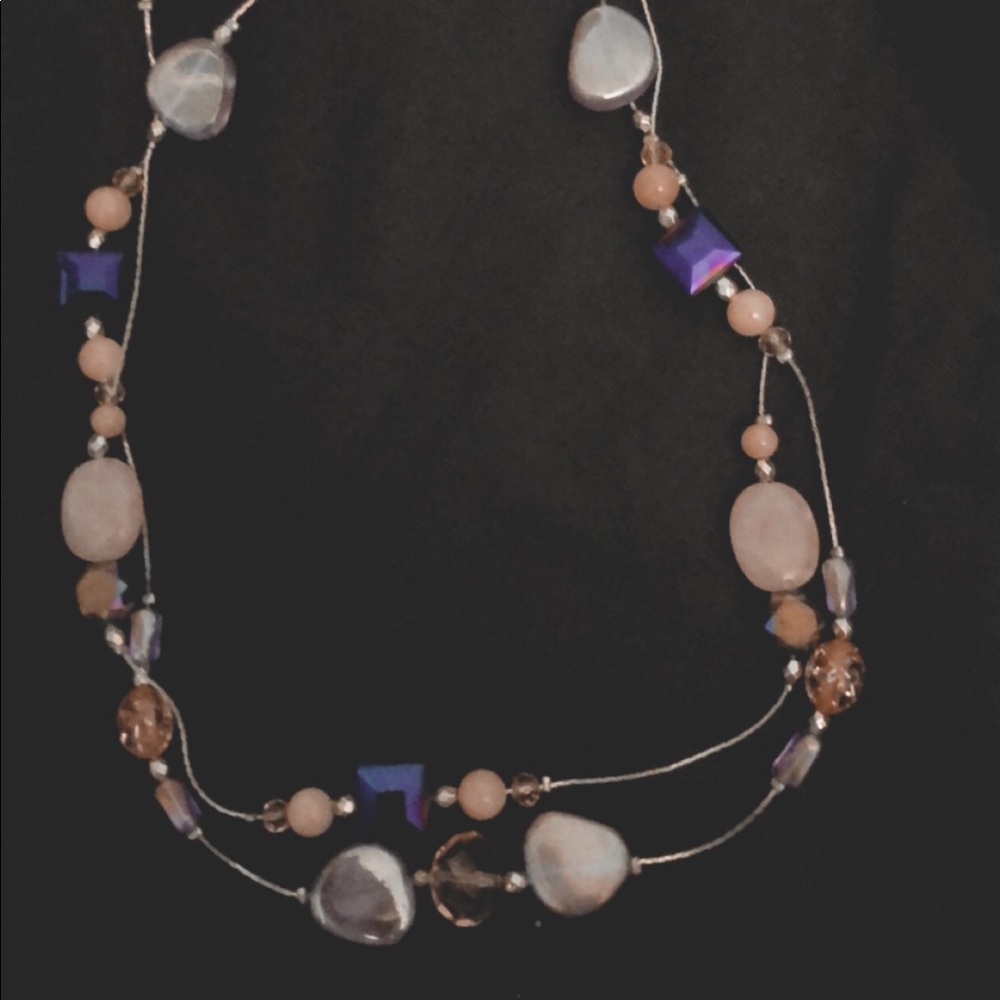 long, double-stranded statement necklace